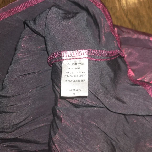 Entro Medium Long Sleeve Metallic Chromatic Purple Ruffle Tiered Romper - Picture 8 of 9